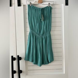 Koi Resort strapless mini dress.